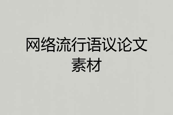网络流行语议论文素材