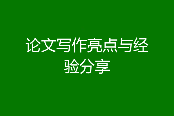 论文写作亮点与经验分享