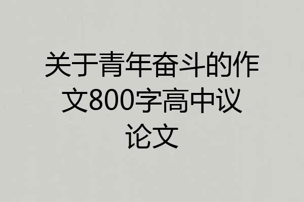 关于青年奋斗的作文800字高中议论文