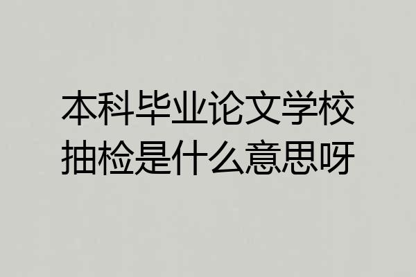 本科毕业论文学校抽检是什么意思呀