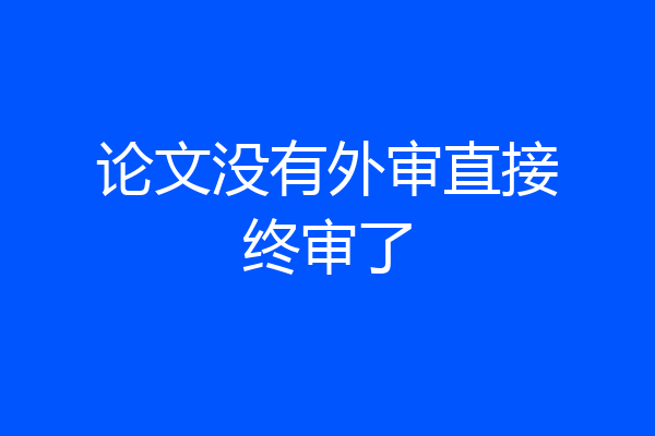 论文没有外审直接终审了