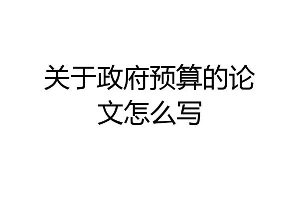 关于政府预算的论文怎么写