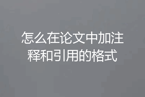怎么在论文中加注释和引用的格式
