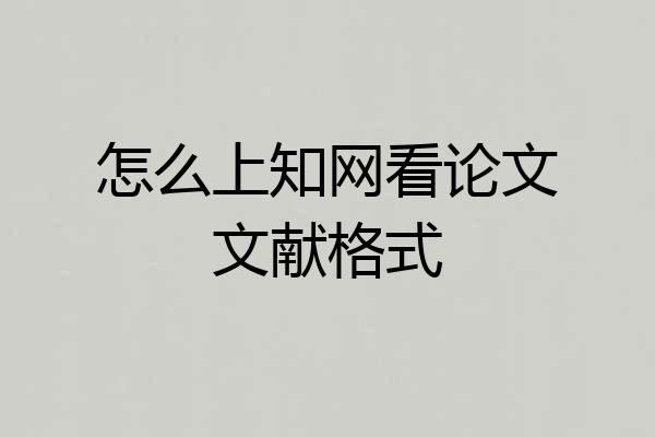 怎么上知网看论文文献格式