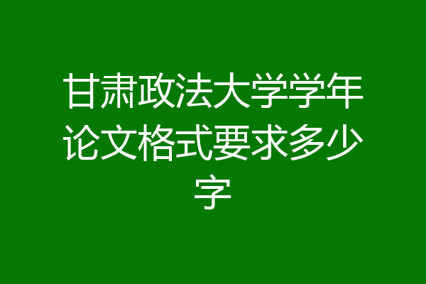 甘肃政法大学学年论文格式要求多少字