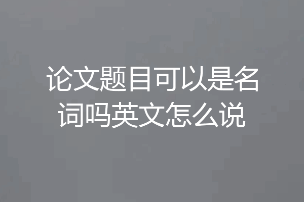 论文题目可以是名词吗英文怎么说