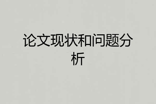 论文现状和问题分析