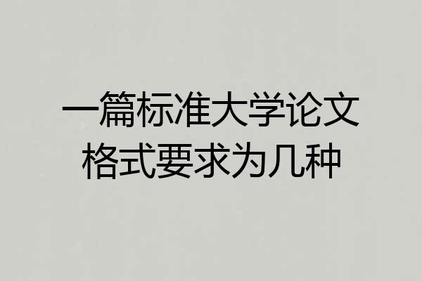 一篇标准大学论文格式要求为几种