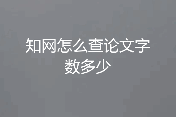 知网怎么查论文字数多少