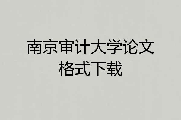 南京审计大学论文格式下载