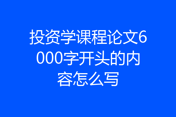 投资学课程论文6000字开头的内容怎么写