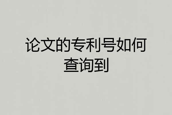 论文的专利号如何查询到