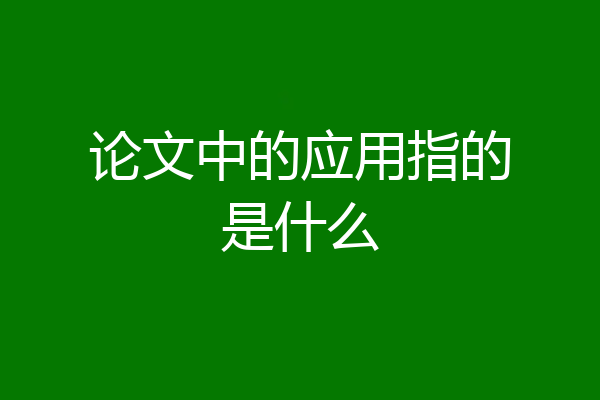 论文中的应用指的是什么