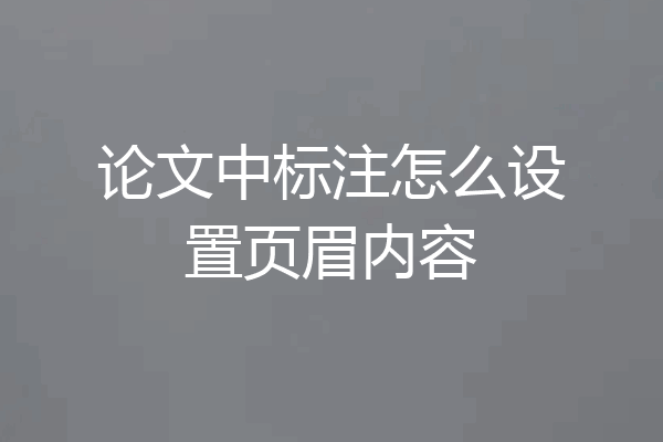 论文中标注怎么设置页眉内容