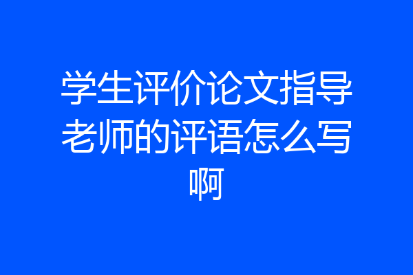 学生评价论文指导老师的评语怎么写啊