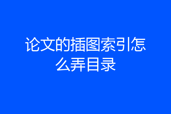 论文的插图索引怎么弄目录