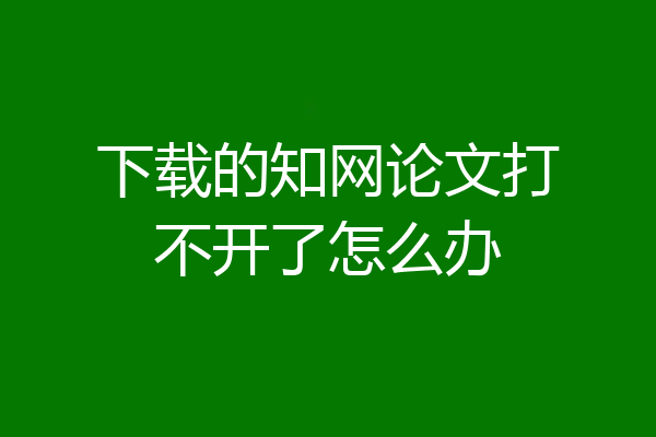 下载的知网论文打不开了怎么办
