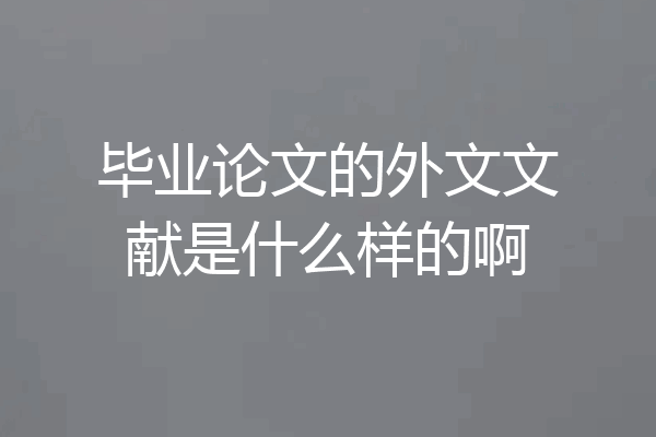 毕业论文的外文文献是什么样的啊
