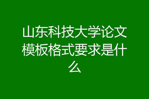 山东科技大学论文模板格式要求是什么