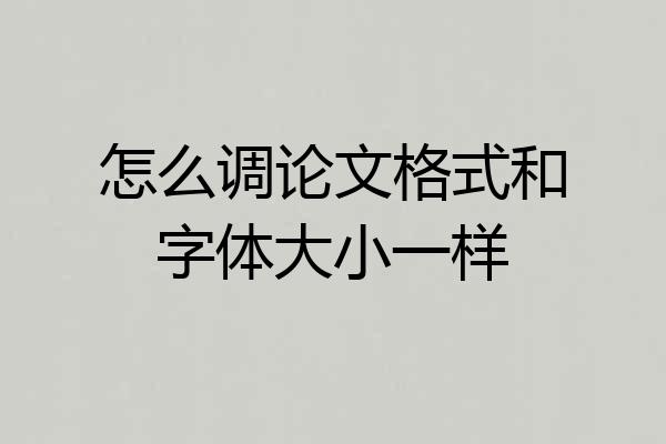 怎么调论文格式和字体大小一样