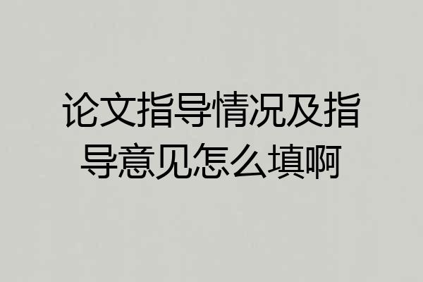 论文指导情况及指导意见怎么填啊