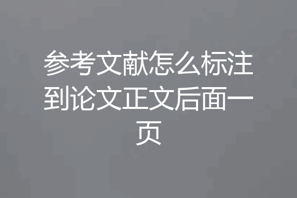 参考文献怎么标注到论文正文后面一页
