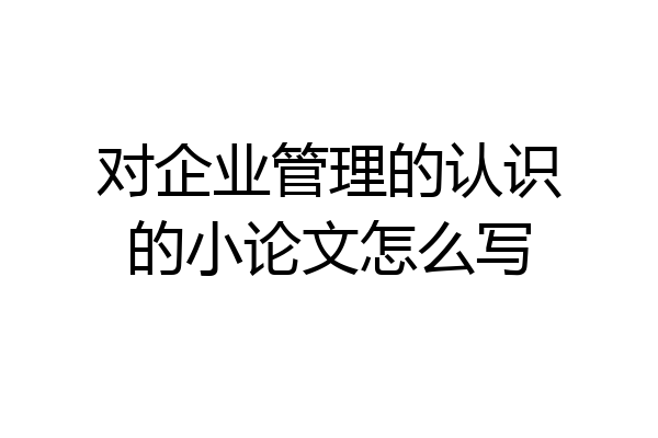 对企业管理的认识的小论文怎么写