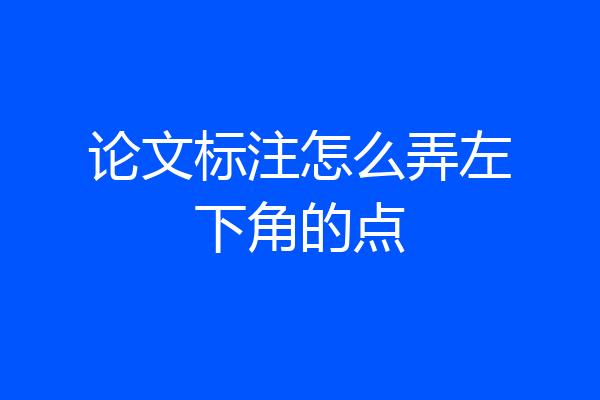 论文标注怎么弄左下角的点