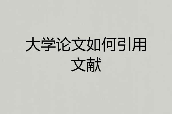 大学论文如何引用文献
