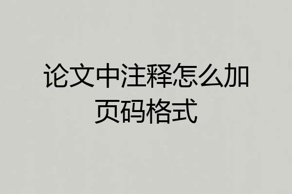 论文中注释怎么加页码格式