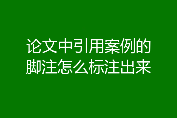 论文中引用案例的脚注怎么标注出来
