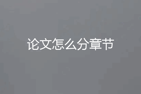 论文怎么分章节