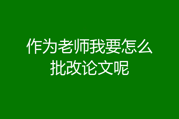 作为老师我要怎么批改论文呢
