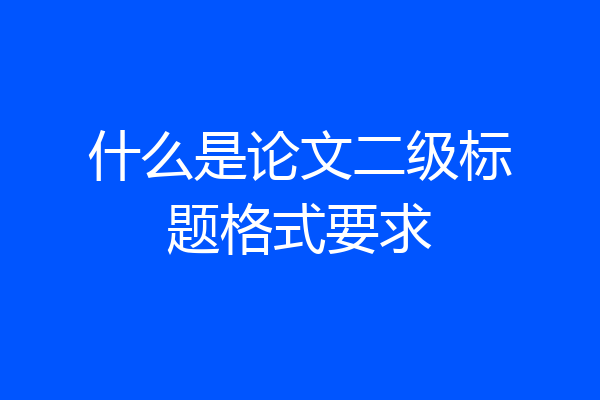 什么是论文二级标题格式要求