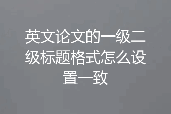英文论文的一级二级标题格式怎么设置一致