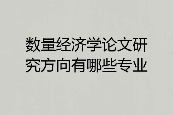 数量经济学论文研究方向有哪些专业