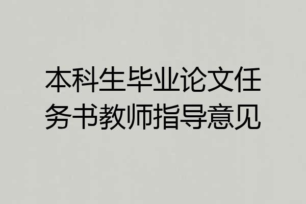 本科生毕业论文任务书教师指导意见