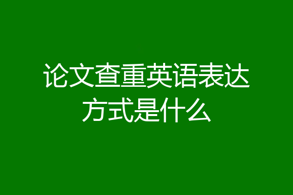 论文查重英语表达方式是什么