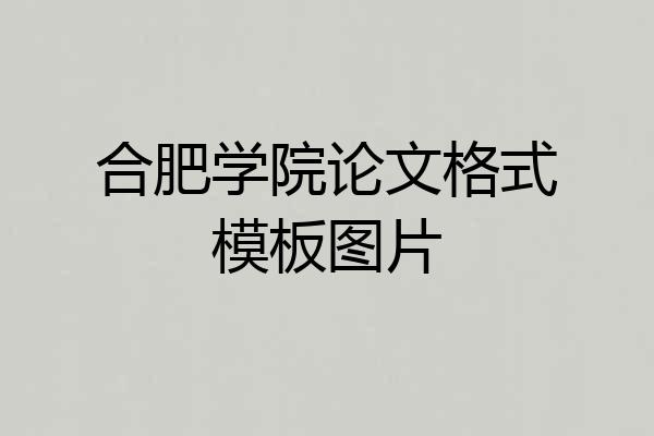 合肥学院论文格式模板图片