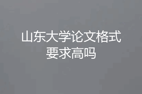 山东大学论文格式要求高吗