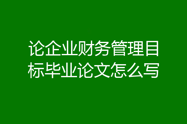 论企业财务管理目标毕业论文怎么写