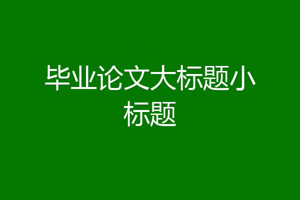 毕业论文大标题小标题