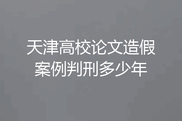 天津高校论文造假案例判刑多少年