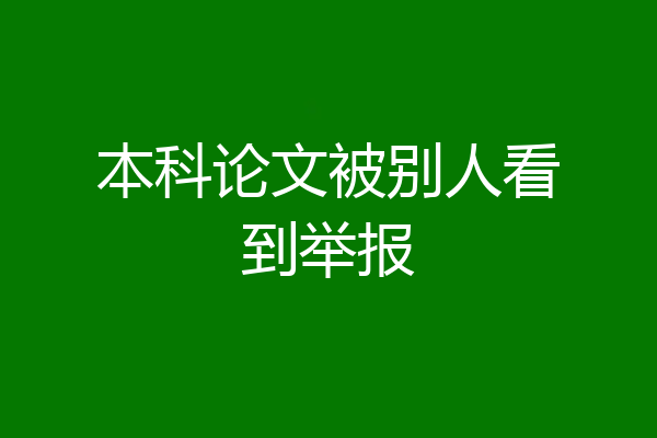 本科论文被别人看到举报