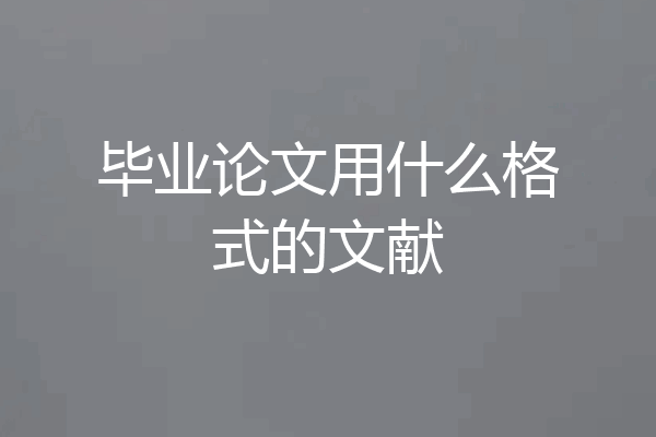 毕业论文用什么格式的文献