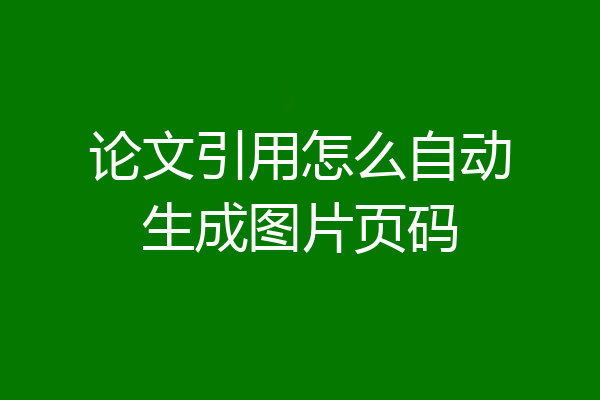 论文引用怎么自动生成图片页码