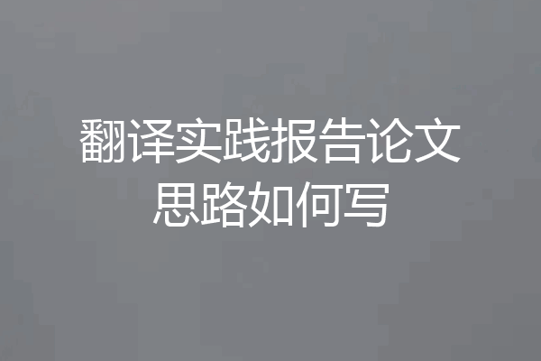 翻译实践报告论文思路如何写