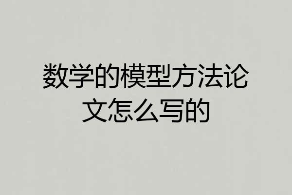 数学的模型方法论文怎么写的
