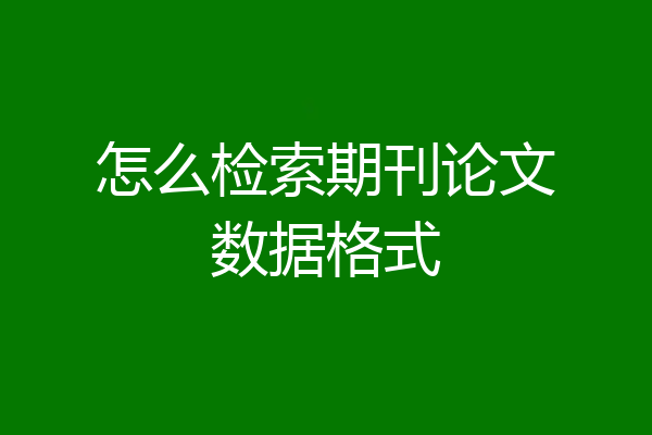 怎么检索期刊论文数据格式