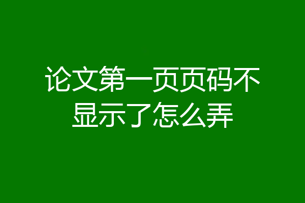 论文第一页页码不显示了怎么弄
